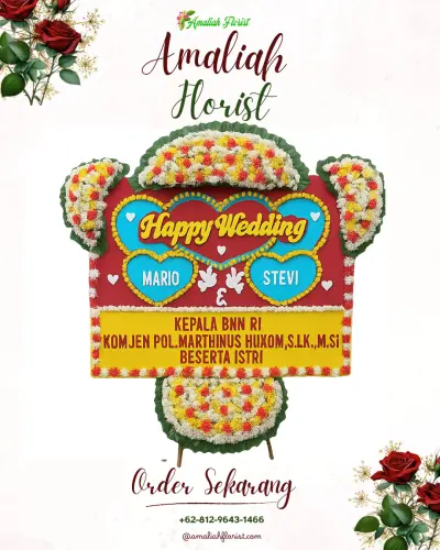 Karangan Papan Bunga Pernikahan di Batuaji
